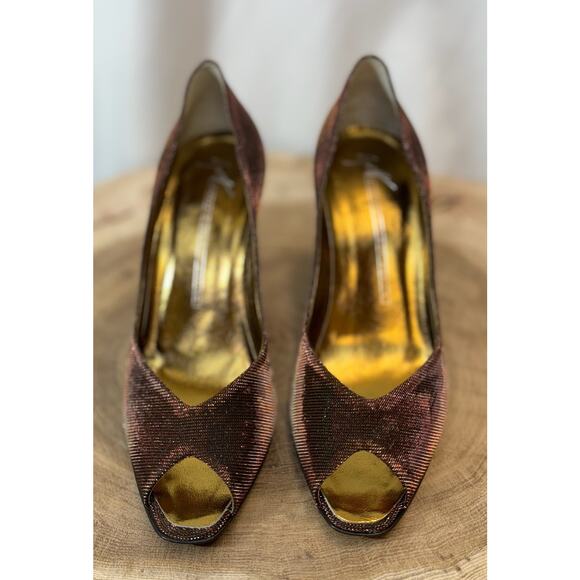 Giuseppe Zanotti Metallic Peep-Toe Pumps – Made in Italy - 6.5 - Picture 2 of 11